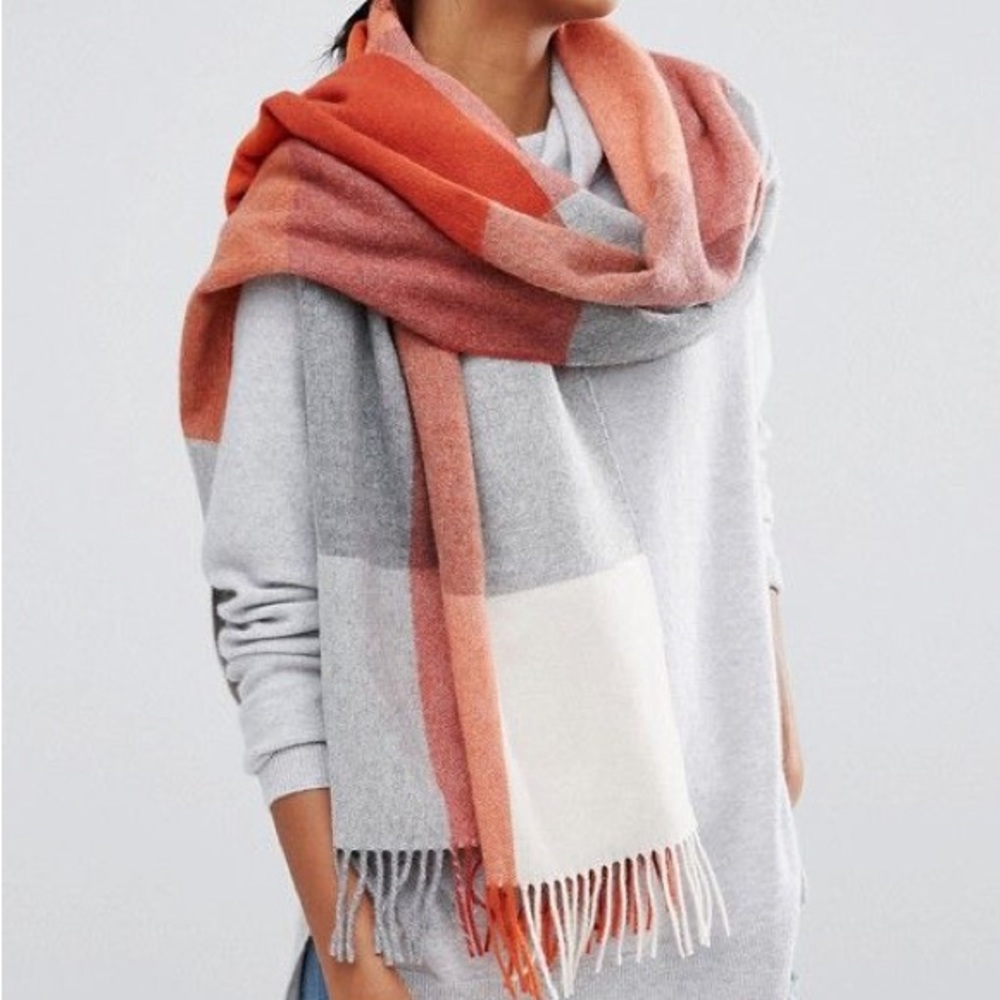 Whistles Check Scarf Orange